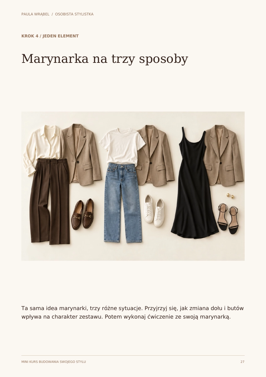 Przykładowa strona e-booka: Jedna marynarka. Trzy możliwości.