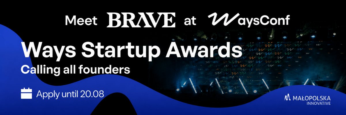 baner z logo BRAVE, napis Meet BRAVE at WaysConf 